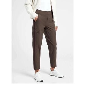 Athleta Wander Hybrid Pants Brown Mid Rise Stretch Women's Size 6P